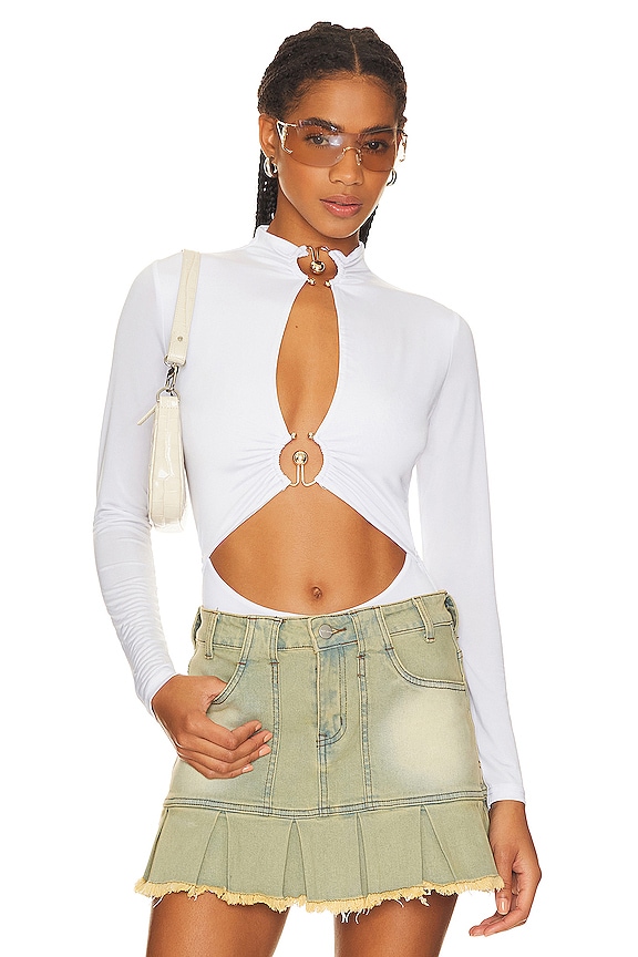 view 1 of 5 Sarah Cut Out Bodysuit in White