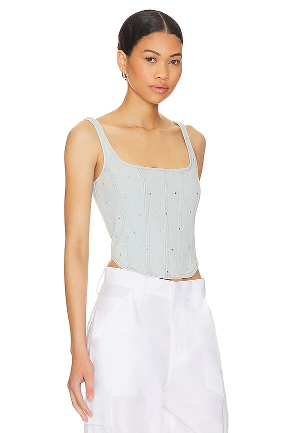 view 2 of 5 Margo Corset Top in Light Blue Wash