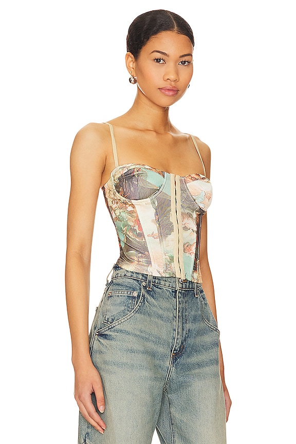 トップス haengnae CHIKUWABU REVERSIBLE BUSTIER Amazon.com: HGps8w Women's Embroidery Lace Up Satin Bustier