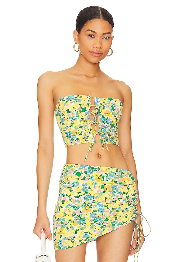 view 2 of 5 Kayla Corset Top in Yellow Floral