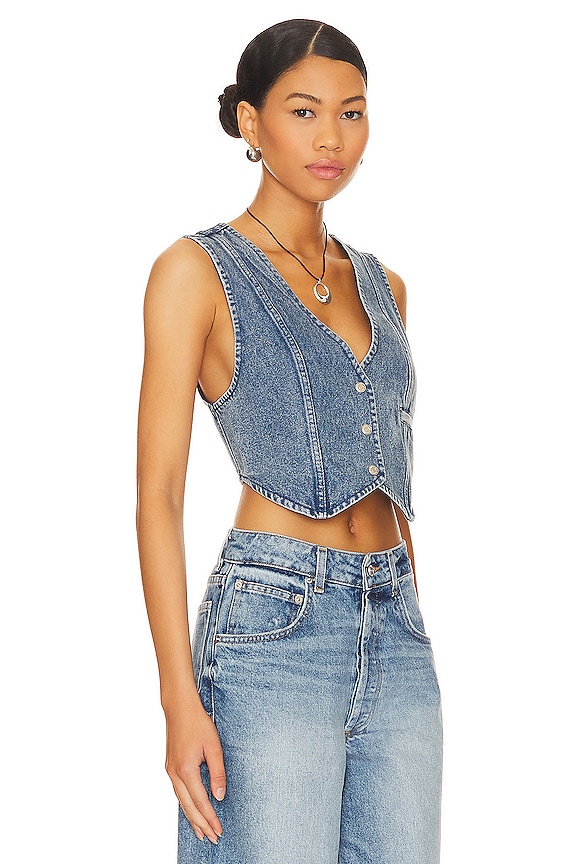 view 2 of 4 Cropped Denim Vest in Blue