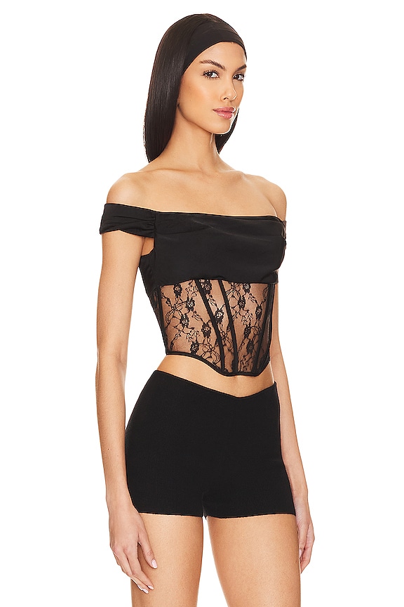 トップス andmary navi corset tops black Black Velvet Corset Top | Sleeveless Corset Top | NADINE MERABI