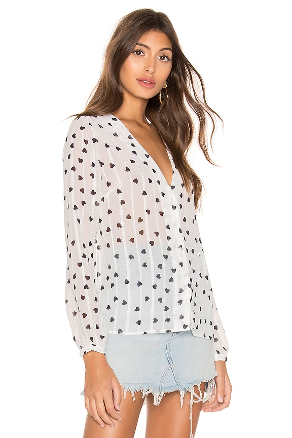view 2 of 4 Piper Button Up Blouse in White & Black