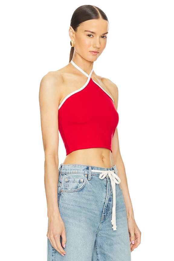 view 2 of 4 Sirena Contrast Halter Top in Red & White