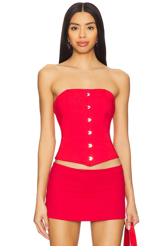 view 1 of 4 Jordyn Corset Top in Red