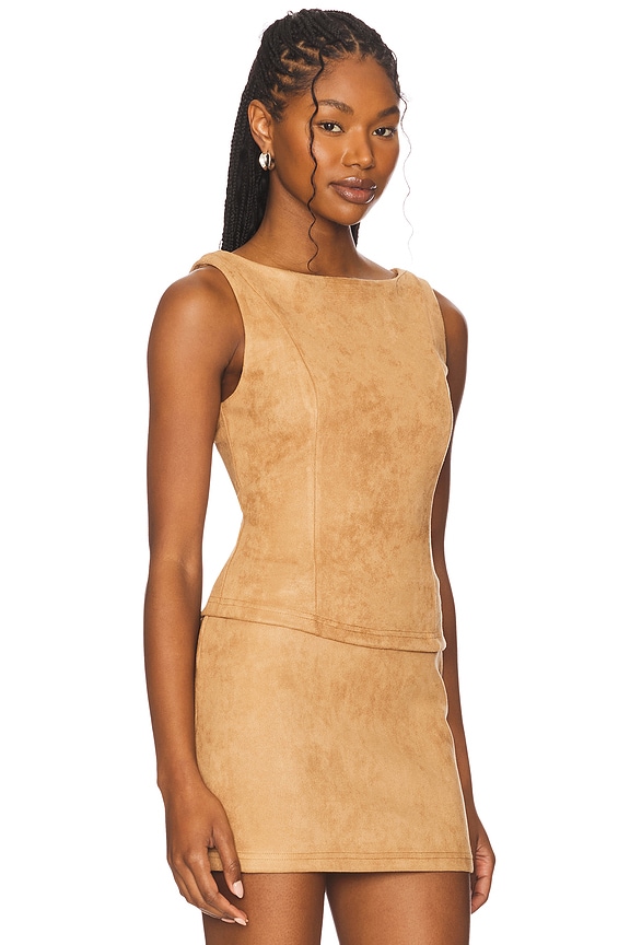 view 2 of 4 Aviva Faux Suede Top in Camel