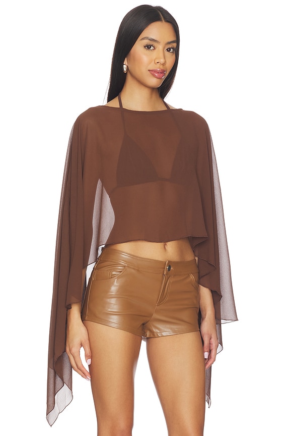 view 2 of 4 Amaya Cape Top in Brown