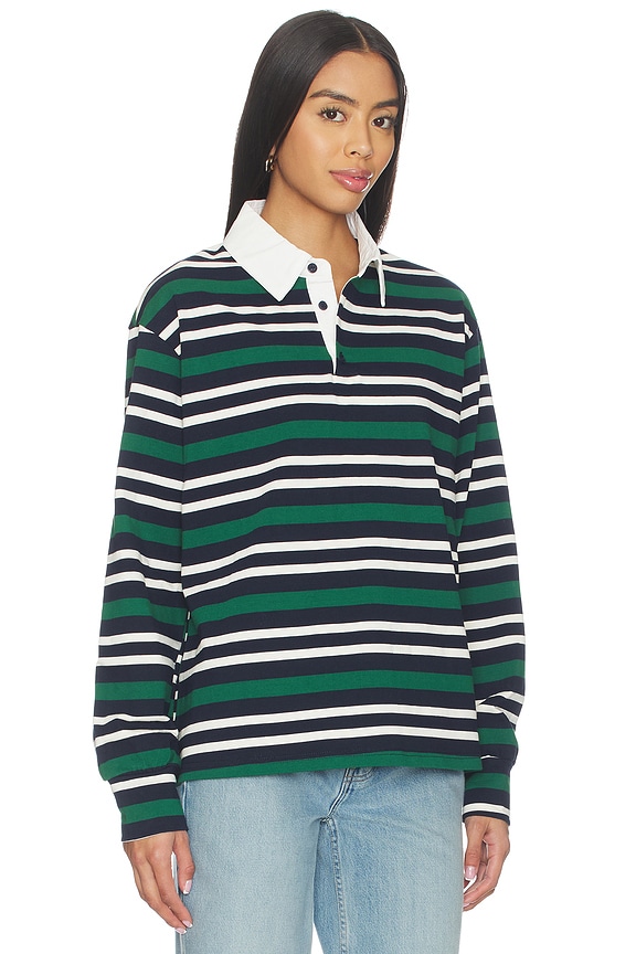 view 2 of 4 Sashia Polo Top in Green Stripe