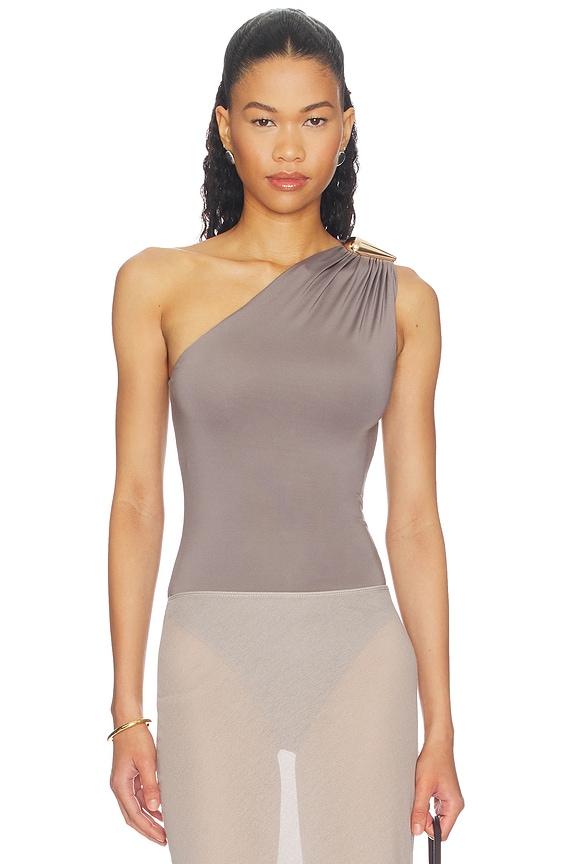 view 1 of 5 Emely One Shoulder Bodysuit in Grey