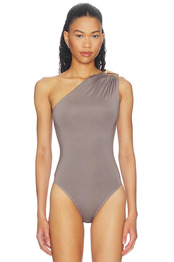 view 2 of 5 Emely One Shoulder Bodysuit in Grey