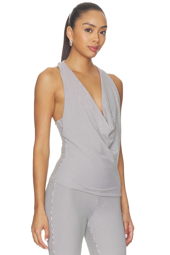 view 2 of 5 Libbie Drape Top in Grey Stripe