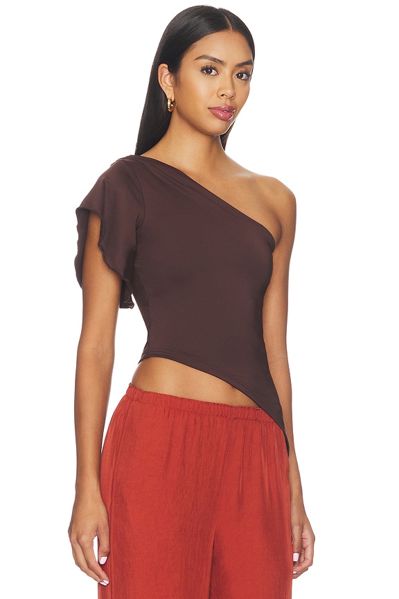view 2 of 4 Marlene Asymmetrical Top in Brown