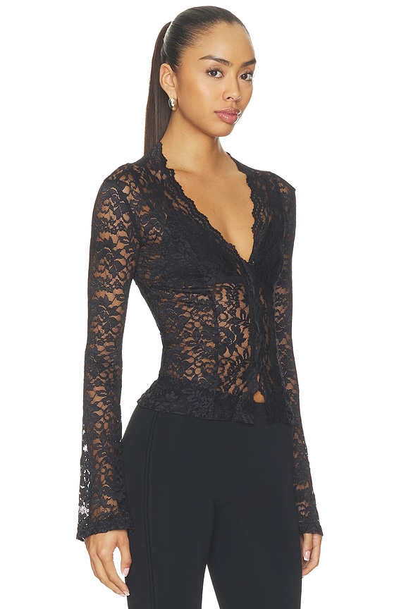 view 2 of 4 Charlice Button Front Top in Black