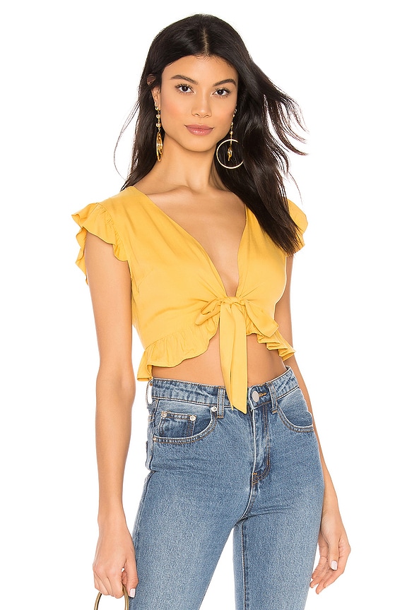 view 1 of 4 Valerie Frill Tie Top in Marigold