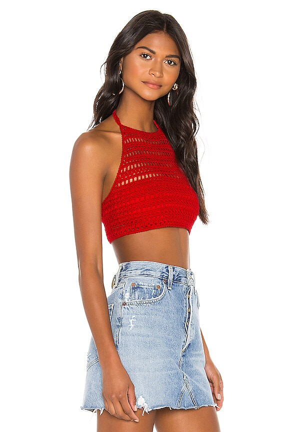 view 2 of 4 TOP DOS-NU EN MAILLE CROCHET MOLLIE in Red