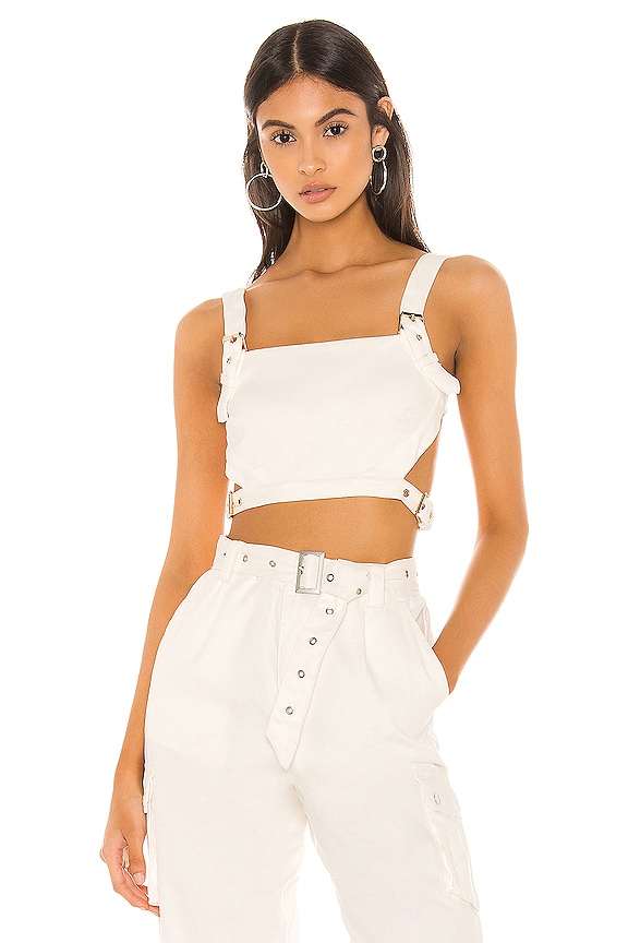 view 1 of 4 Shanti Buckle Crop Top in White