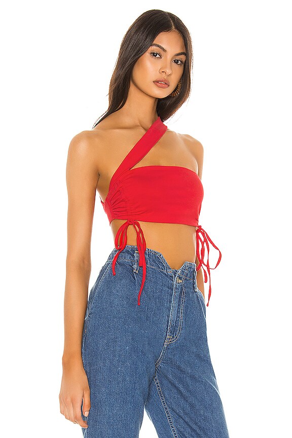 view 2 of 4 TOP UNE ÉPAULE DÉNUDÉE MYRA in Red