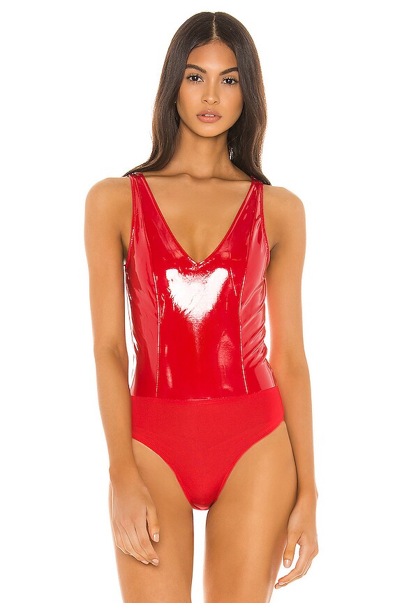 view 2 of 5 SUSANNA 딥 브이 바디수트 in Red