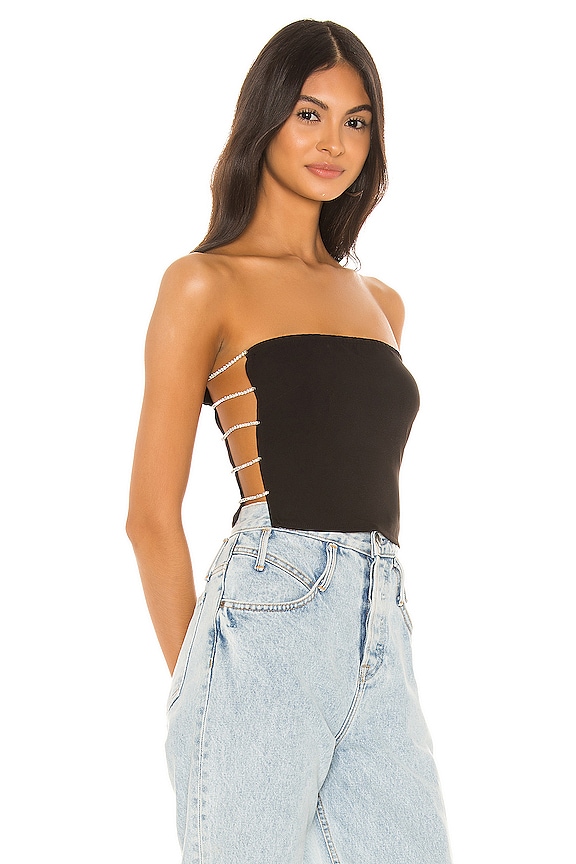 view 2 of 4 Jade Rhinestone Strap Top in Black