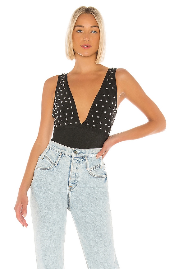 view 1 of 6 Blake Studded Bodysuit in Black
