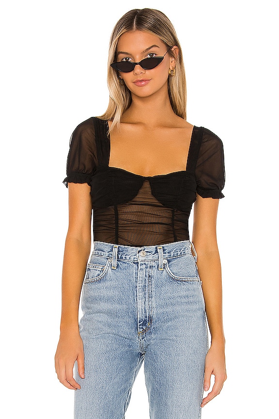 view 1 of 4 TOP VOLANTÉ EN MESH PAMELA in Black