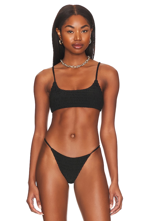 view 1 of 4 Olivia Smocked Bikini Top in Black