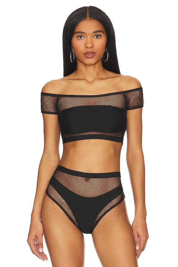 view 1 of 4 Lorna Mesh Bikini Top in Black