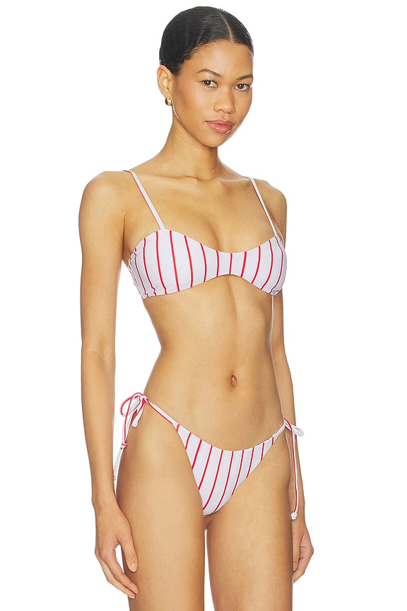 view 2 of 5 Minca Bikini Top in White & Red Stripe