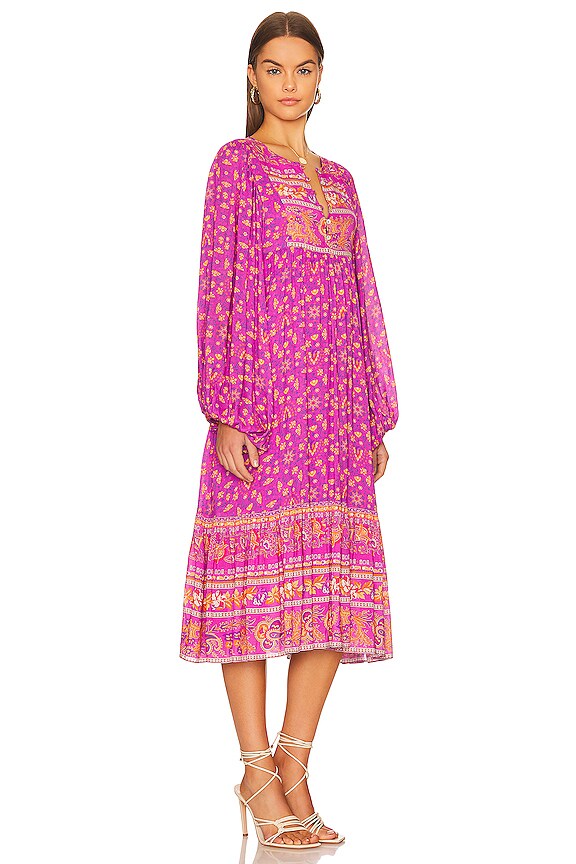 view 2 of 3 ROBE MI-LONGUE MADAME PEACOCK BOHO in Boysenberry