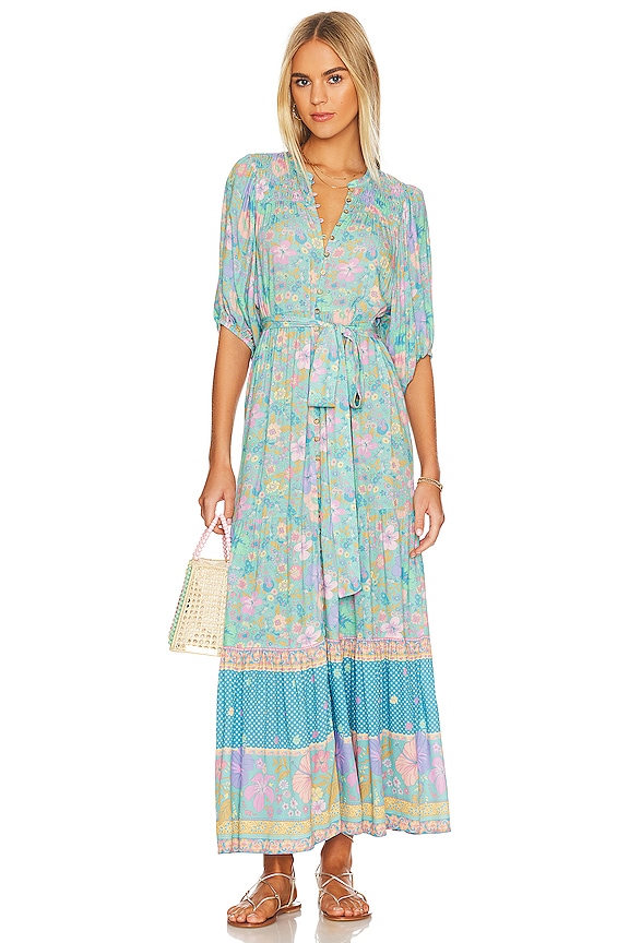 view 2 of 4 Hibiscus Lane Button Through Gown in Lagoon