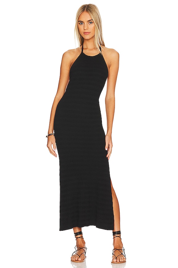 SPELL Sunray Knit Maxi Halter Dress in Black | REVOLVE