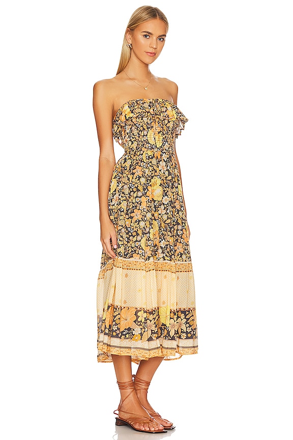 view 2 of 3 Hibiscus Lane Strapless Flutter Midi Dress in Licorice