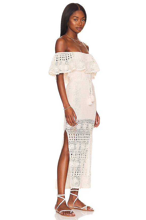 view 2 of 3 ROBE MI-LONGUE ILUKA CROCHET in Cream