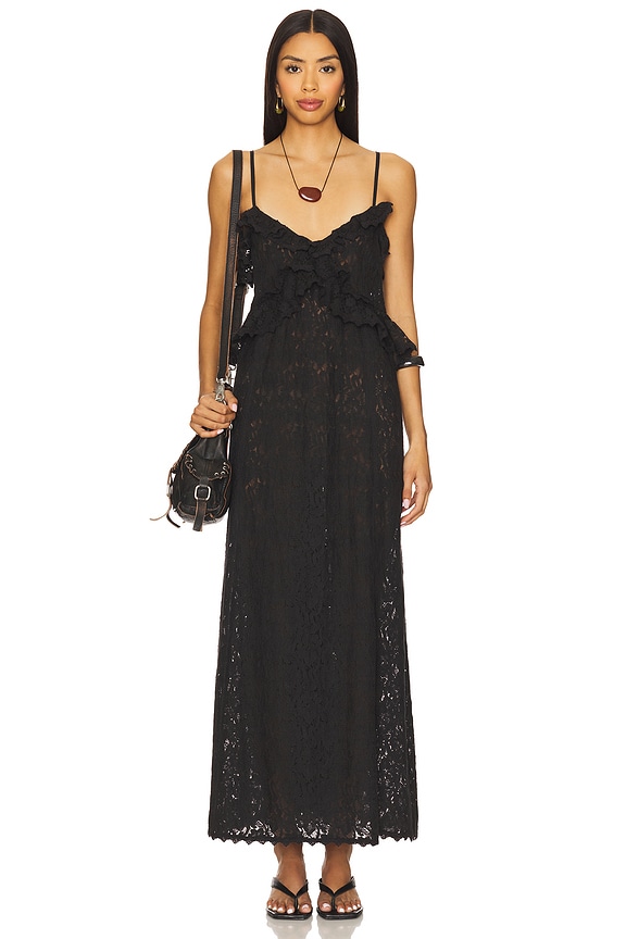 view 2 of 4 Lux Lisbon Lace Strappy Maxi Dress in Onyx