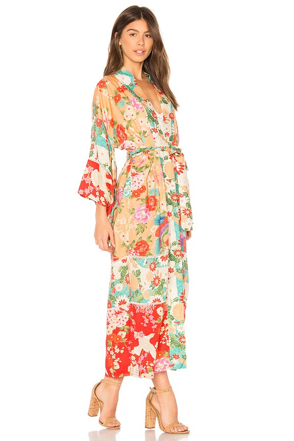view 2 of 3 Delilah Patchwork Maxi Kimono in Ruby