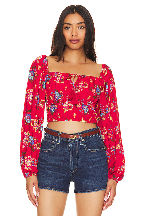 Spell Solstice Cropped Blouse In Salsa Revolve