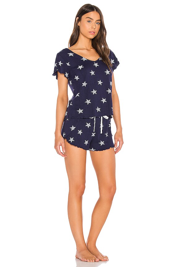 view 2 of 3 Lettuce Edge Shortie Set in Heather Peacoat Joyful Stars