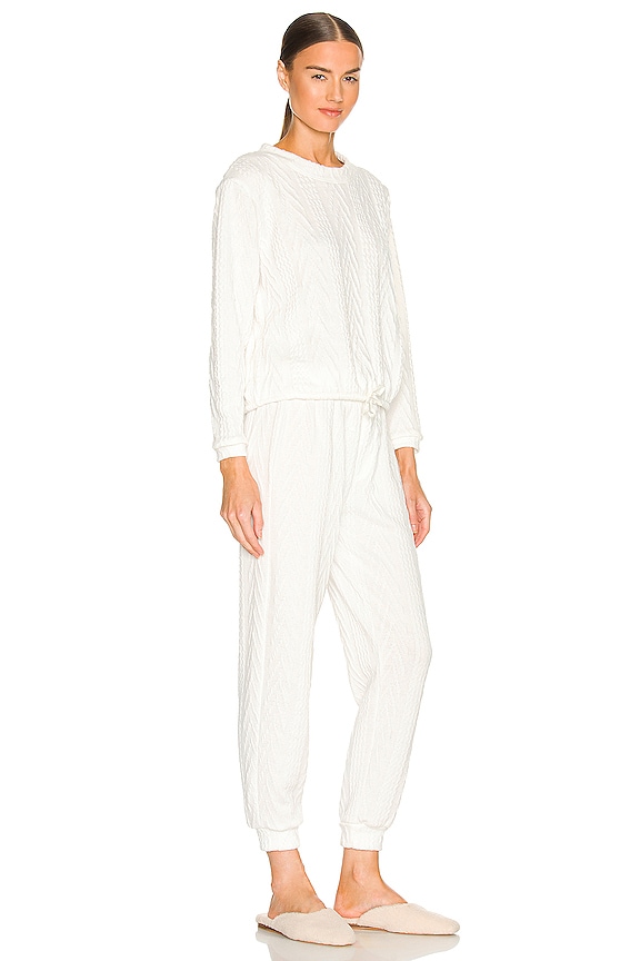 view 2 of 3 Ellie Cable Knit Two Piece PJ Set in Ivory