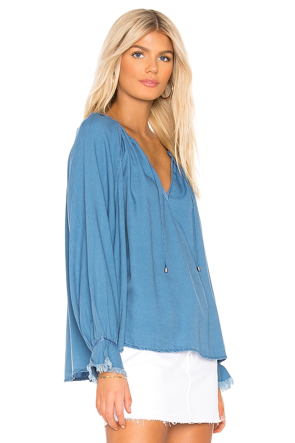 view 2 of 4 Long Sleeve Peasant Top in Medium Wash