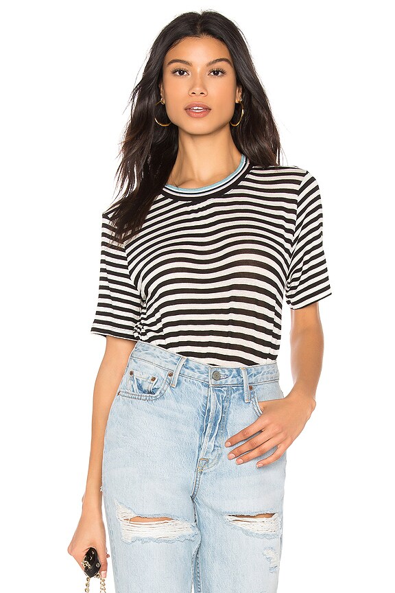 view 1 of 4 Striped Tee in Black & Natural