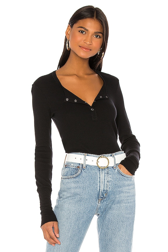 view 1 of 4 Henley Long Sleeve Top in Black