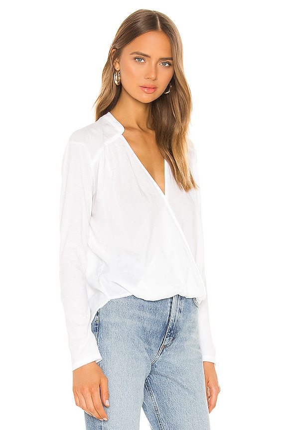 view 2 of 4 Foley Long Sleeve Surplice Top in White