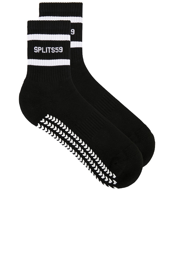 view 1 of 4 Logo Stripe Ankle Grip Socks in Black & White