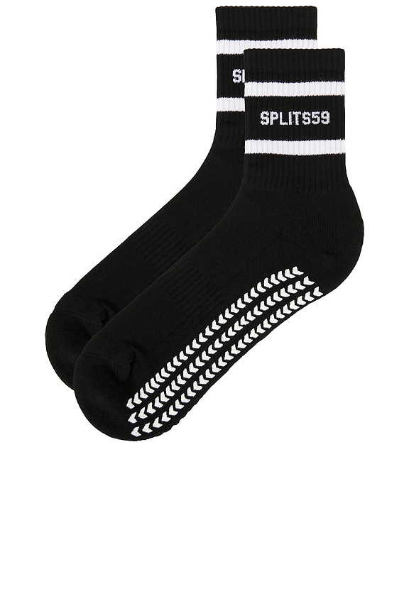 view 2 of 4 Logo Stripe Ankle Grip Socks in Black & White