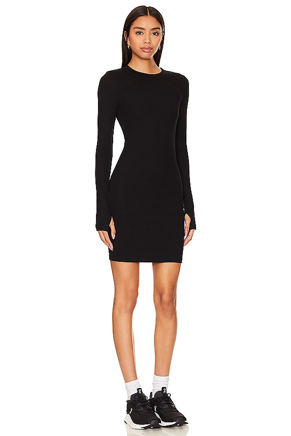 view 2 of 3 Louise Rib Long Sleeve Dress in Black
