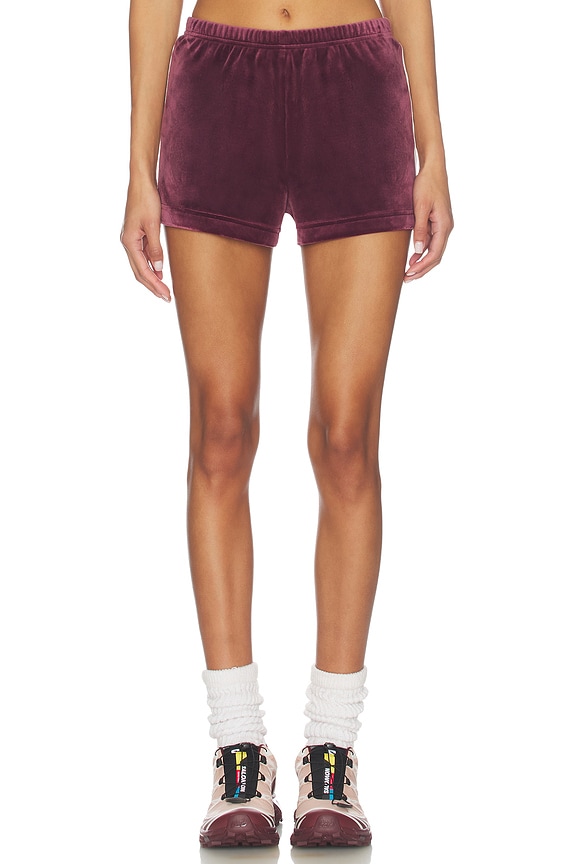 view 2 of 6 Heritage Velour Short in Dark Cherry & White