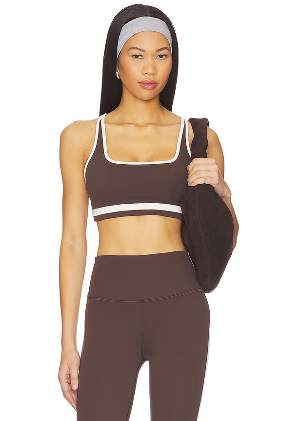 view 1 of 4 Bianca Rigor Bra in Dark Chocolate & White
