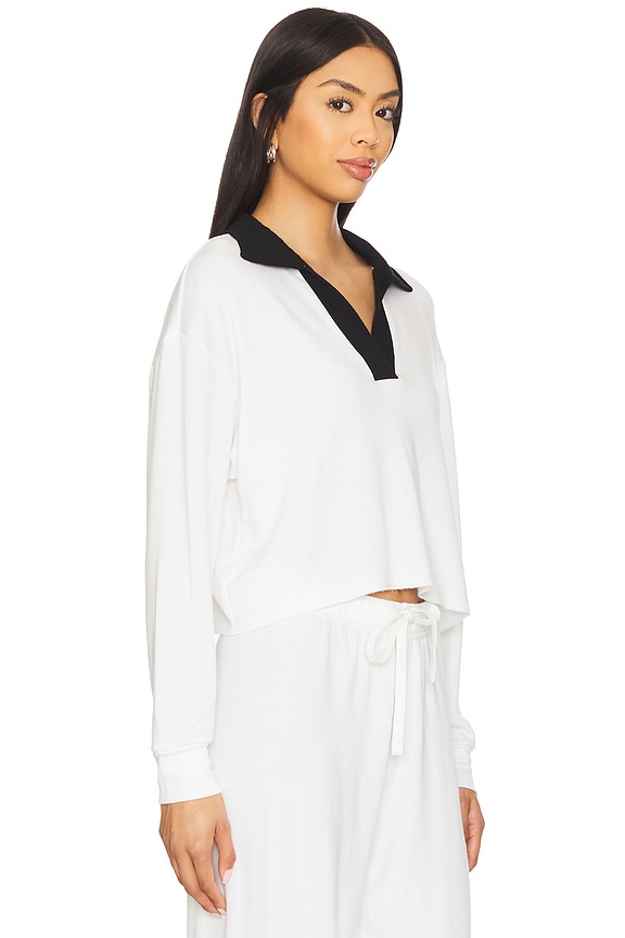 view 2 of 4 Joan Fleece Polo Sweatshirt in White & Black