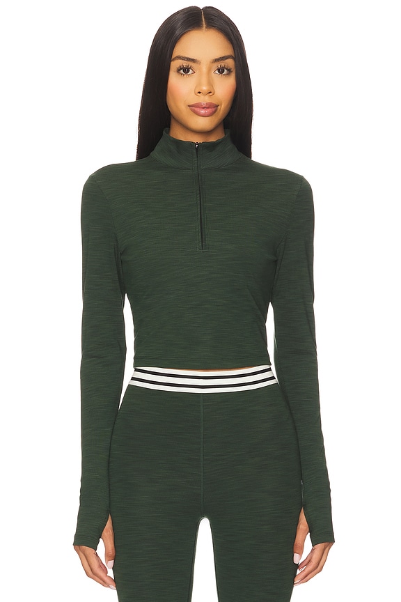 view 2 of 5 Stevie Active Rib Half Zip Sweatshirt in Heather Military