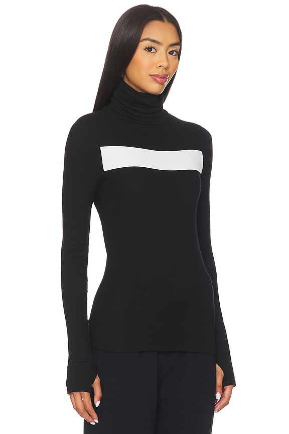 view 2 of 4 Lennon Rib Turtleneck Top in Black & White